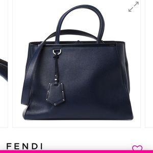 Fendi Vitello Elite Regular 2Jours Tote  excellent condition navy blue